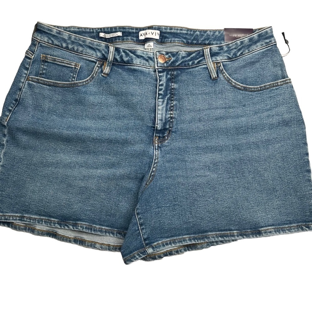 Women's High Rise Slim Fit midi Jean Shorts 5” Inseam Ava & Viv Plus Sizes